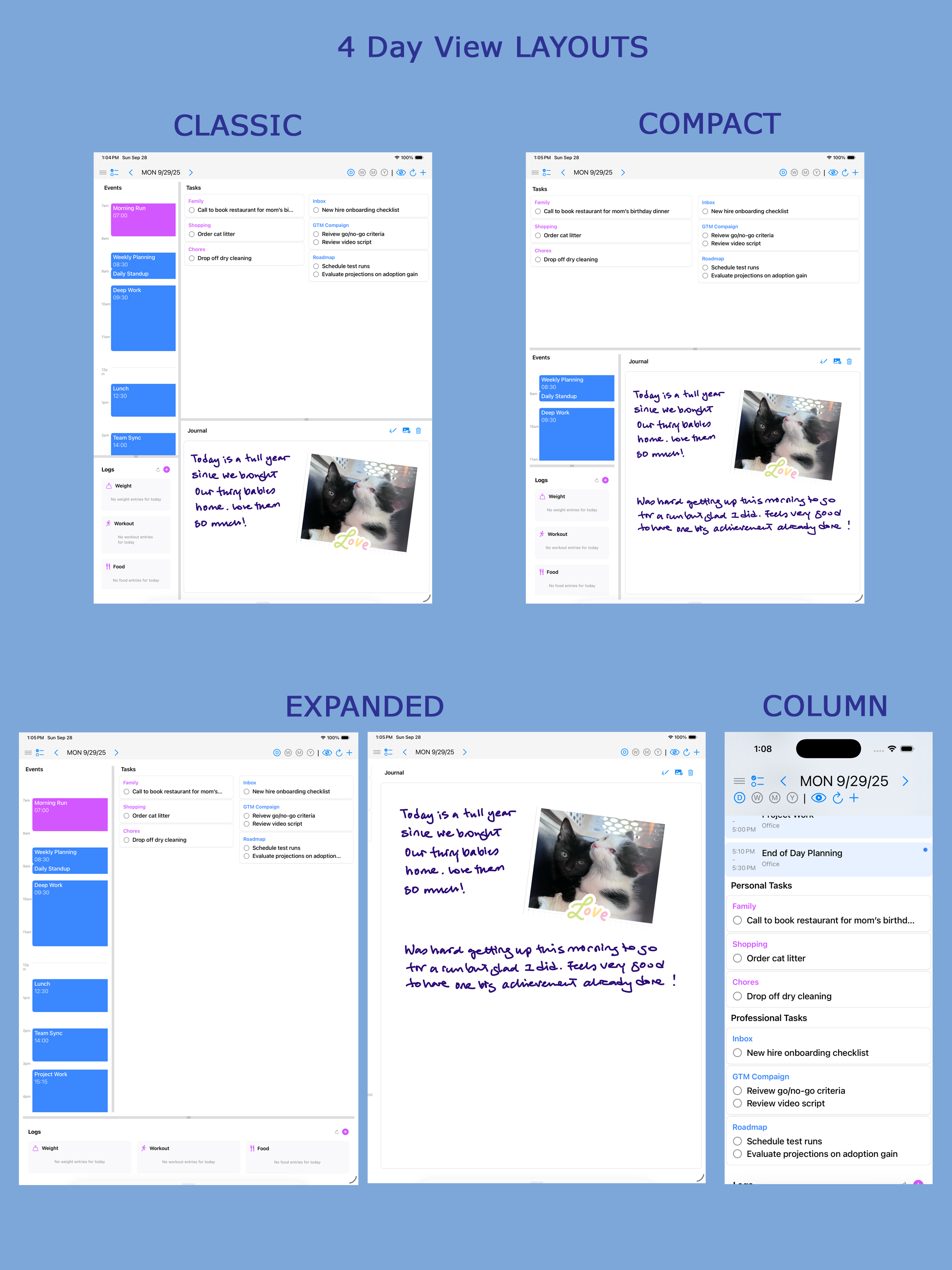 Lotus Planner layout options